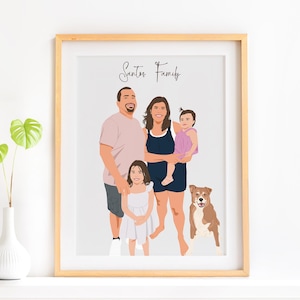 Custom Family Portrait, Cartoon Portrait, Personalized Gift for Christmas, Digital Portrait Print, Family Illustration, Drawing From Photo