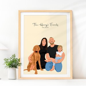 Illustrazione di ritratto personalizzata, regalo personalizzato per lui, disegno di famiglia da foto, regalo di Natale, ritratto senza volto, arte murale personalizzata