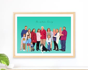 Retrato familiar personalizado a partir de una foto, pintura personalizada, regalo de Navidad