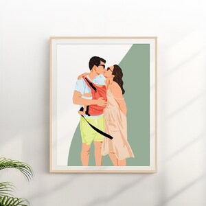 Custom Faceless Illustration, Portrait Drawing from Photo, Digital Print, Cartoon Portrait, Personalized Gift for Mom, Family Gift
