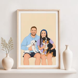 Custom Family with Pet Portrait: Personalized Family Gift, Drawing from Photo, Hand-Drawn