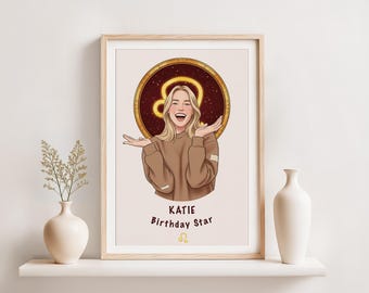 Retrato personalizado de amigo: regalo de cumpleaños del zodiaco, regalo para hermana