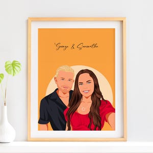 Ritratto di coppia da foto, regalo per la fidanzata, regalo di compleanno per lei, 30° compleanno, foto personalizzata, disegno di cartone animato, regalo per donna