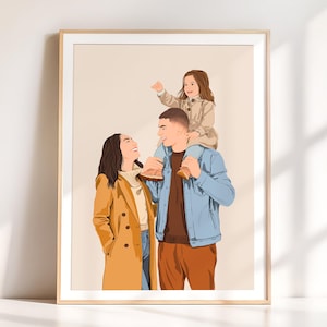 Custom Cartoon Portrait from Photo, Family Illustration, Personalized Gift for Family, Faceless Portrait, Drawing from Photo, Gift for Dad