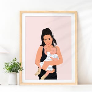 Custom Drawing from Photo, Mother’s Day Gift for Aunt, Faceless Portrait, Personalized Illustration, Aunt Gift from Nephew