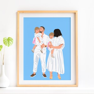 Cartoon Family Portrait, Personalized Gift for Dad, Custom Drawing from Photo, Grandpa Gift, Family Illustration, Faceless Portrait