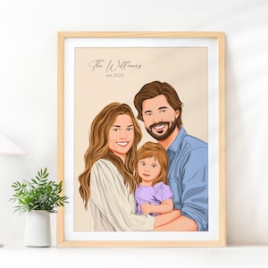 Ritratto di famiglia personalizzato, regalo personalizzato per la famiglia, ritratto di cartone animato, regalo per la mamma, disegno da foto, illustrazione personalizzata, regalo per lei