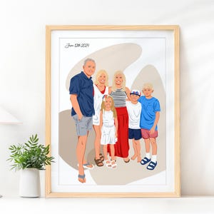 Custom Faceless Cartoon Portrait, Christmas Gift for Mom, Family Illustration, Custom Painting From Photo, Loved One Portrait