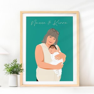 Benutzerdefinierte Cartoon Porträt, neue Oma Geschenk, Hand gezeichnete Porträt, gesichtslose Porträt, Zeichnung vom Foto, Mutter Tochter Geschenk
