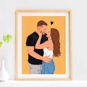 Ritratto senza volto personalizzato, illustrazione di coppia, regalo personalizzato per lui, regalo di compleanno per fidanzato, regalo per fidanzata, disegno da foto
