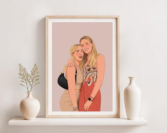 Retrato personalizado de tu mejor amigo/a, dibujado a mano: regalo de cumpleaños, dibujo a partir de una foto.