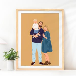 Family Portrait, Dad Birthday Gift, Personalized Gift For Dad, Custom Faceless Portrait, Grandpa Gift, Portrait From Photo