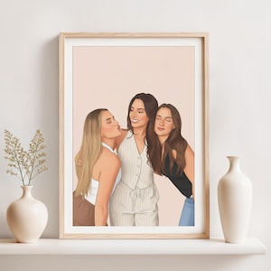 Custom Cartoon Portrait: Gift for Sister Birthday, Drawing from Photo, Personalized Illustration