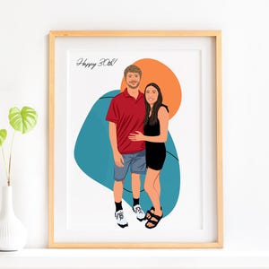 30th Birthday Gift For Girlfriend, Custom Couple Portrait, Personalized Gift, Faceless Portrait, Custom Illustration, Drawing From Photo