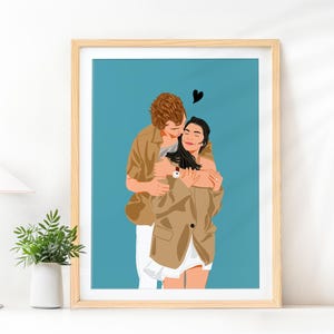 Disegno di coppia personalizzato, stampa digitale, ritratto senza volto da foto, regalo personalizzato, regalo per fidanzato, regalo per fidanzata, illustrazione personalizzata