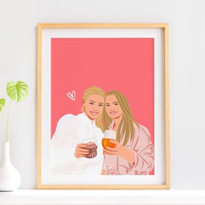 Niestandardowy portret z kreskówki, portret najlepszego przyjaciela, prezent dla siostry, spersonalizowany prezent, sztuka do druku, ilustracja bez twarzy, rysunek ze zdjęcia