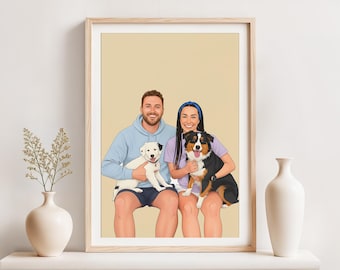 Custom Family with Pet Portrait: Personalized Family Gift