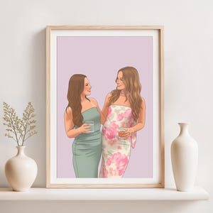 Custom Best Friend Portrait: Birthday Gift for Sister, Friendship Gift, 30th Birthday Gift for Her, Drawing from Photo