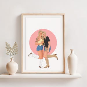 Custom Cartoon Friend Portrait, Personalized 30th Birthday Gift for Her