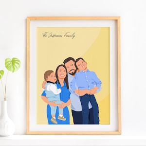 Regalo di Natale per la famiglia, ritratto di famiglia personalizzato, aggiungi la persona cara alla foto, regalo commemorativo personalizzato, illustrazione di famiglia, stampa digitale
