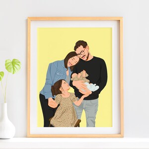 Family Portrait from Photo, Mother’s Day Gift, Faceless Illustration, Personalized Gift for Mom, Loved One Portrait, Cartoon Drawing