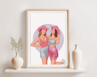 Retrato personalizado de mejor amiga, regalo de amistad, dibujo a partir de una foto, regalo de cumpleaños personalizado para hermana.