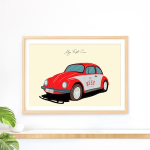Custom Car Portrait, Car Drawing from Photo, Car Lovers Gift, Personalized Gift for Dad, Gift for Him, Cartoon Car Illustration, Men Gift