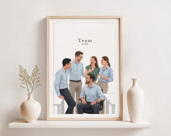 Retrato de caricatura personalizado: regalo corporativo, regalo de Navidad para compañeros de trabajo, dibujo a partir de una foto