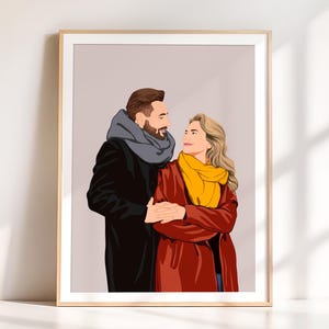 Custom Couple Portrait, Faceless Portrait Print, Girlfriend Gift, Cartoon Illustration, Drawing from Photo, Personalized Decor Gift