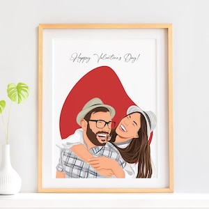 Custom Portrait from Photo, Valentines Gift For Him, Cartoon Portrait, Couple Illustration, Personalized Couple Gift, Custom Drawing