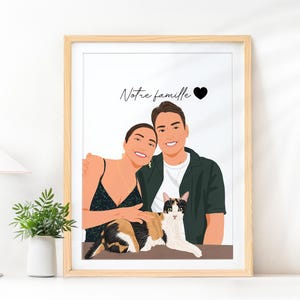 Custom Couple Portrait, Faceless Illustration Print, Personalized Girlfriend Gift