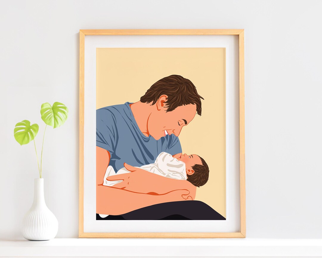 Custom Cartoon Family Portrait, New Dad Gift, Personalized Gift for ...