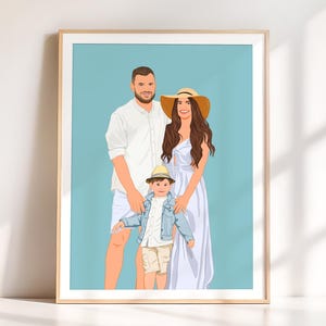 Custom Family Portrait, Personalized Gift for Parents, Faceless Portrait Print, Cartoon Illustration, Drawing from Photo, Gift for Mom