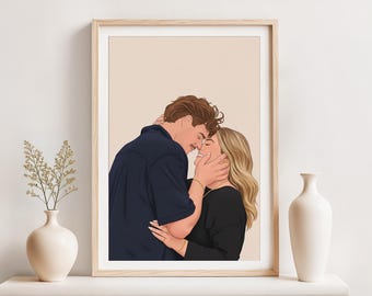 Retrato de pareja personalizado: regalo de San Valentín, regalo para novio/novia