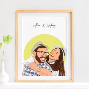 Ritratto di coppia personalizzato, regalo per coppia, regalo personalizzato, ritratto senza volto, regalo di compleanno, illustrazione senza volto, regalo per fidanzato