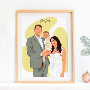 Custom Family Painting, Personalized Christmas Gift, Portrait from Photo, Custom Wall Art, Mom Gift, Cartoon Illustration, Gift For Family
