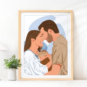 Faceless Family Portrait, Personalized Gift for New Dad, Cartoon Drawing, Custom Illustration from Photo, Gift for Him, Dad Gift