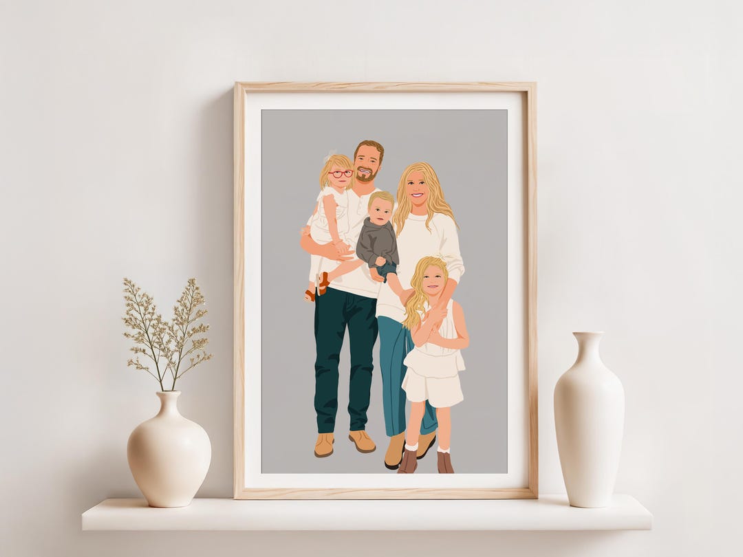 Custom Family Portrait: Personalized Illustration From Photo, Christmas ...