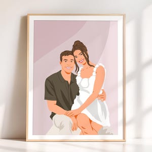 Custom Couple Illustration, Faceless Portrait, Personalized Gift for Girlfriend, Gift for Her, Custom Drawing from Photo, Printable Art