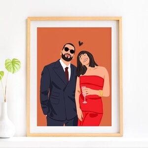 Couple Portrait, Custom Family Illustration, Anniversary Gift, Faceless Portrait from Photo, Gift for Him, Couple Gift, Custom Drawing