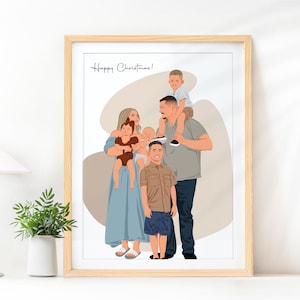 Ritratto di famiglia personalizzato, regalo personalizzato, regalo di compleanno della nonna, ritratto dei cartoni animati, regalo per la mamma dai bambini, ritratto da foto, regalo per donna