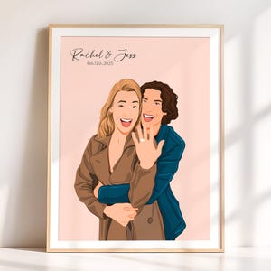 Ritratto di coppia personalizzato, regalo di fidanzamento personalizzato, regalo per fidanzata, illustrazione senza volto, regalo di arredamento personalizzato, disegno da foto