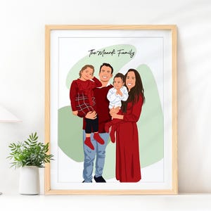 Faceless Portrait Print, Custom Family Portrait from Photo, Cartoon Illustration, Personalized Family Gift, Mom Gift from Daughters