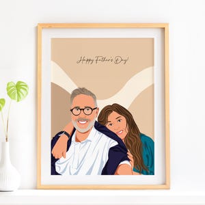 Personalisierte Familien Illustration, Vatertagsgeschenk, individuelles Familien Portrait, Zeichnung vom Foto, individuelles Geschenk für Opa, Papa Geschenk