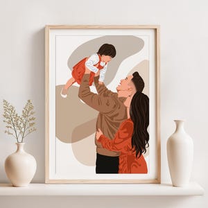 Custom Cartoon Portrait from Photo, Father’s Day Gift, Faceless Illustration, Gift for Dad, Custom Family Drawing, Gift For Him
