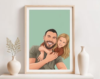 Retrato familiar personalizado: Regalo personalizado para el Día del Padre