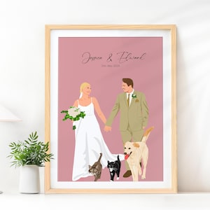 Custom Couple Portrait from Photo, Cartoon Illustration, Custom Gift for Bridal, Couple Gift, Personalized Wedding Gift, Portrait Drawing