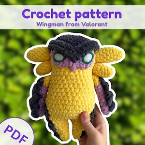 Wingman Crochet Pattern | Valorant Gekko Amigurumi Plush DIY PDF | Gamer Gift, Crochet Plushie with Chenille Yarn | Valorant crochet pattern
