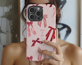 Red Bow iPhone Case, Galaxy Tough Phone Case, Gift for Her