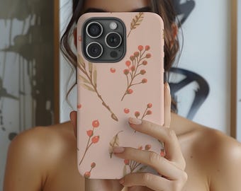 Autumn Berries Tough Phone Case: Stylish Floral iPhone & Galaxy